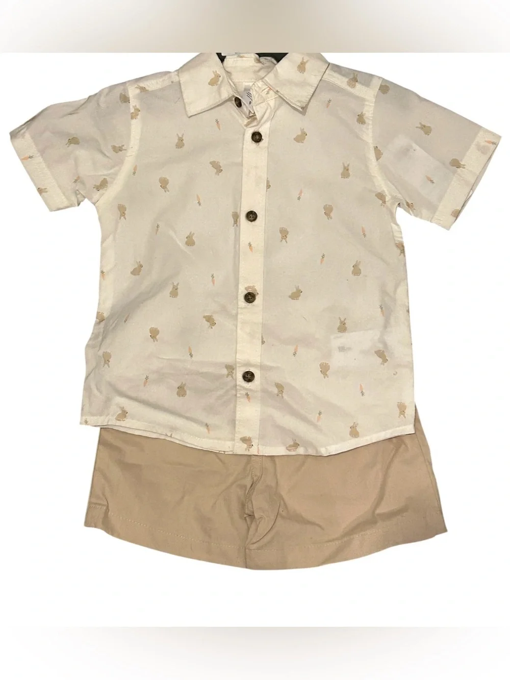 Carters Child of Mine toddler 18M boy 2 pc set button-up shirt w/khaki shorts